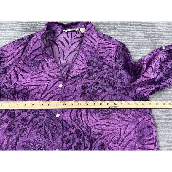 French Laundry Top Womens 1X Purple Semi Sheer Button Up‎ Casual - Picture 4 of 12